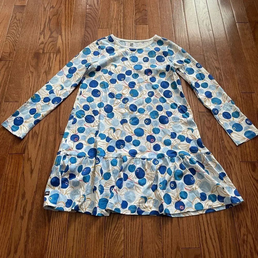 Tea Collection Long Sleeve Blueberry Print Dress Girls Sz 12